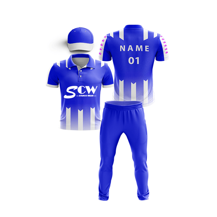 Cricket Uniform -CU-01 Cricket Wear Starco Wear Full Set (Shirt+Pant+Cap) COMBO 1 Summer